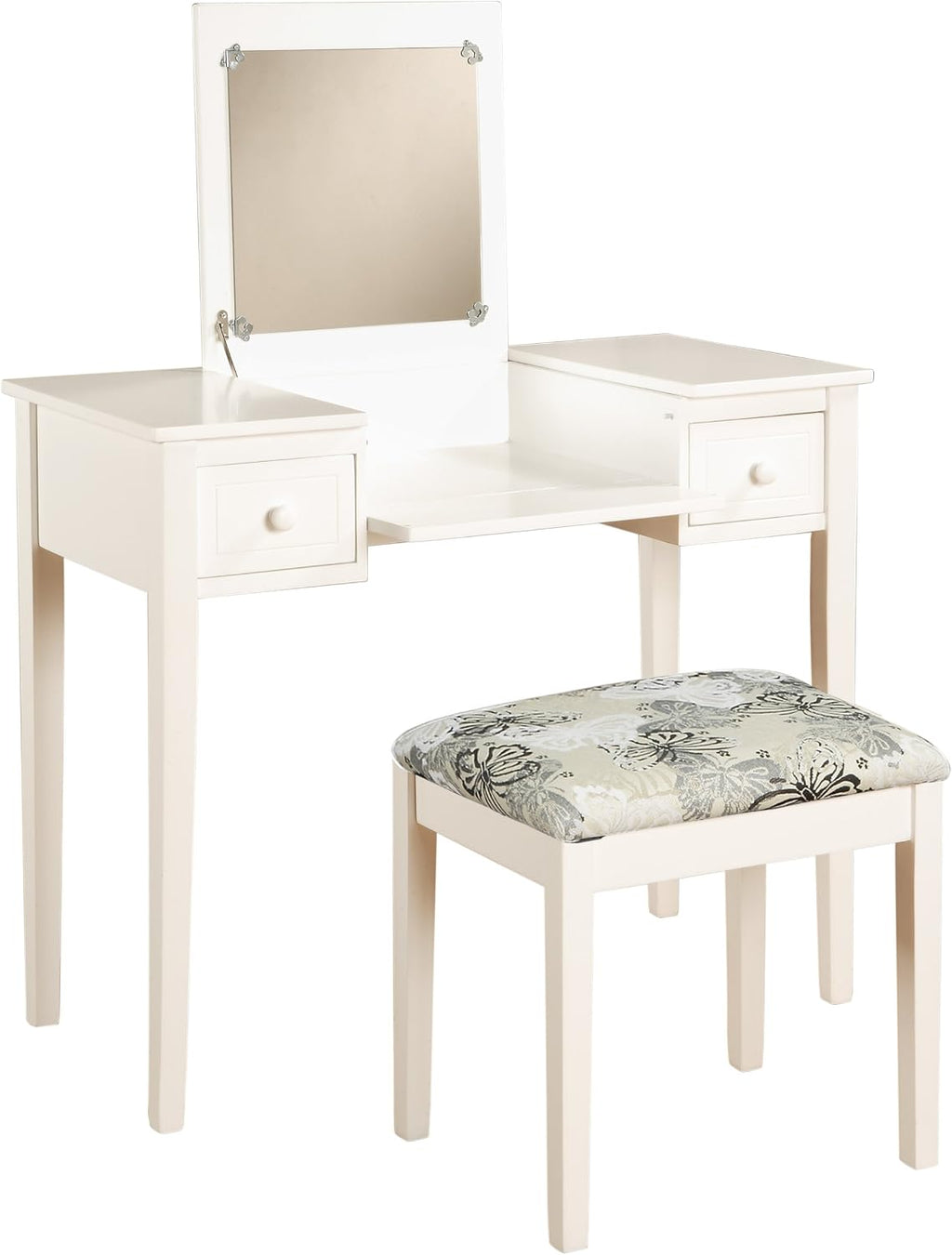 Linon Home Decor Vanity Set Butterfly Bench, White