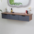 80cm Floating Vanity Makeup Table with 3 Drawers, Wall-Mounted Wood Makeup Desk, Modern Corner Space-Saving Desk or Nightstand, for Bedroom(E)