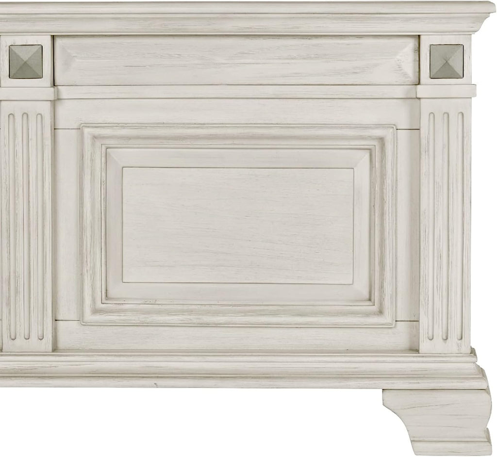 Roundhill Furniture Renova Distressed Parchment Wood Panel Bed, King