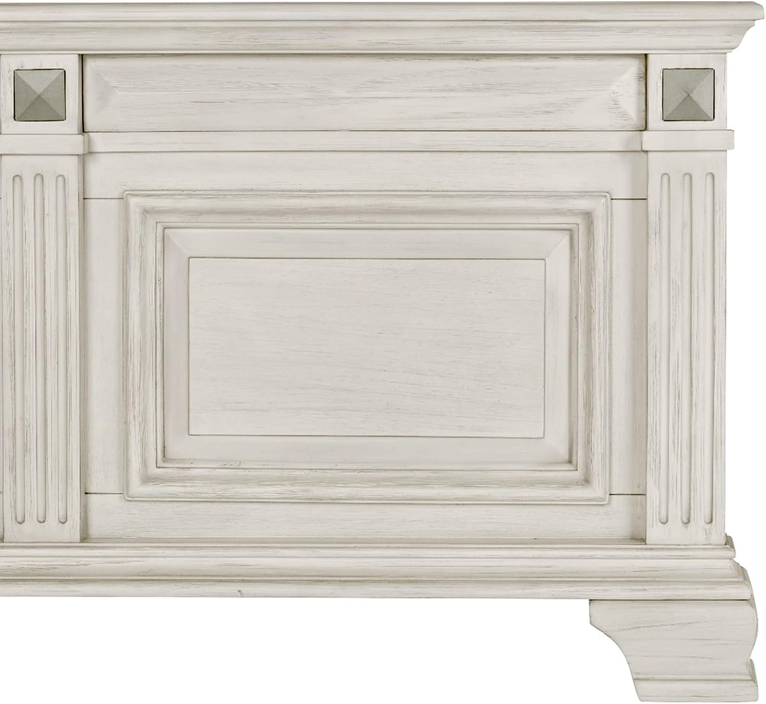 Roundhill Furniture Renova Distressed Parchment Wood Panel Bed, King