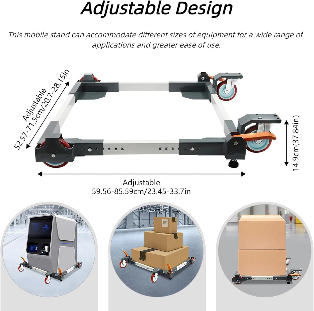 Adjustable Mobile Base Universal Heavy Duty Mobile Base for Shop Equipment, Roller Stand for Tools and Machines, Steel Rolling Base, 1500 lbs Load Capacity