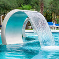 Stainless Steel 304 Pool Fountain Silver Color for Ground Pools Garden Outdoor Waterfalls Sheer Descent Pond Water Feature-23.6' Height