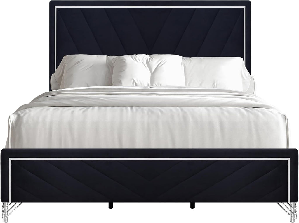 New Classic Furniture Ava 4-Piece Wood King Bedroom Set with Nightstand, Ebony Black