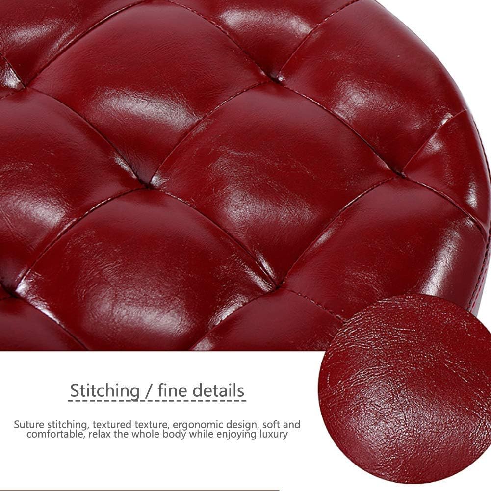 BTZHY Vanity Chair,Wood Seating Footstool Footrest Ottoman Pouffe,Round Makeup Coffee Table Chair Pouf Foot Stool with Faux Leather-Yellow 40x40x30cm