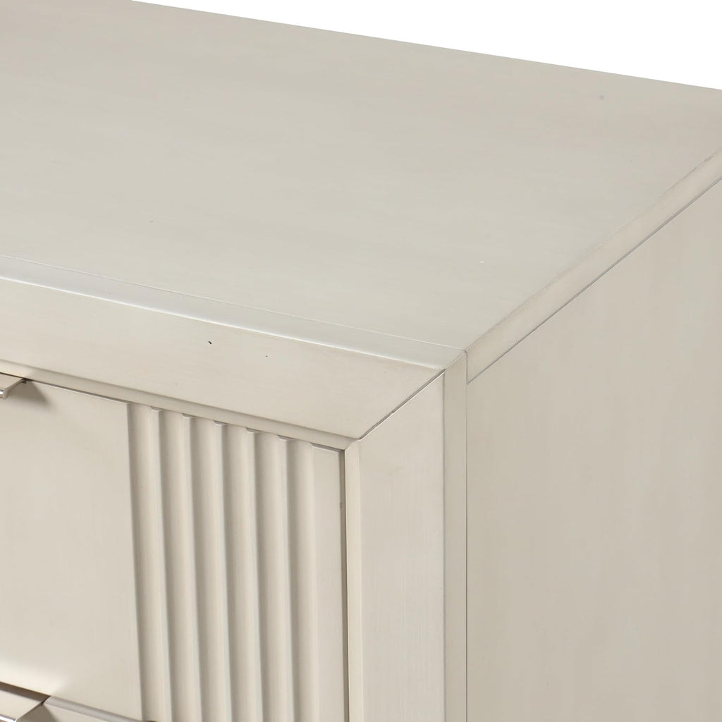 Furniture of America Oberlin Modern Wood 3-Piece Bedroom Collection with Bed Frame and 2-Drawer Nightstands Set of 2, Box Spring Required, Antique White, Queen