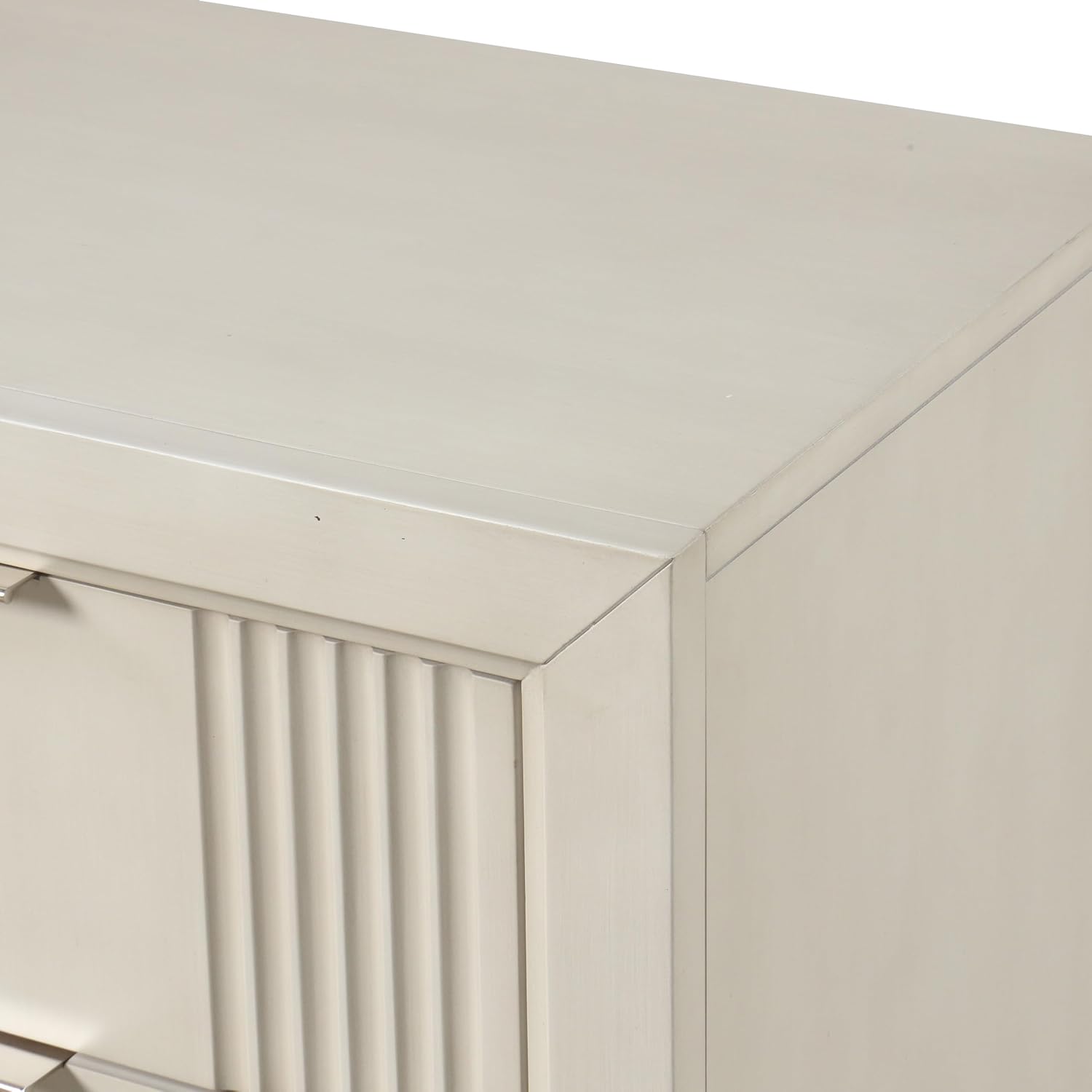 Furniture of America Oberlin Modern Wood 3-Piece Bedroom Collection with Bed Frame and 2-Drawer Nightstands Set of 2, Box Spring Required, Antique White, Queen