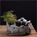 Tabletop Water Fountain Ceramic Tabletop Fountain Ceramic Fountain with Imitation Old Bamboo Basin Design for Indoor and Outdoor Table Desk Office Patio Decoration Desktop Fountain