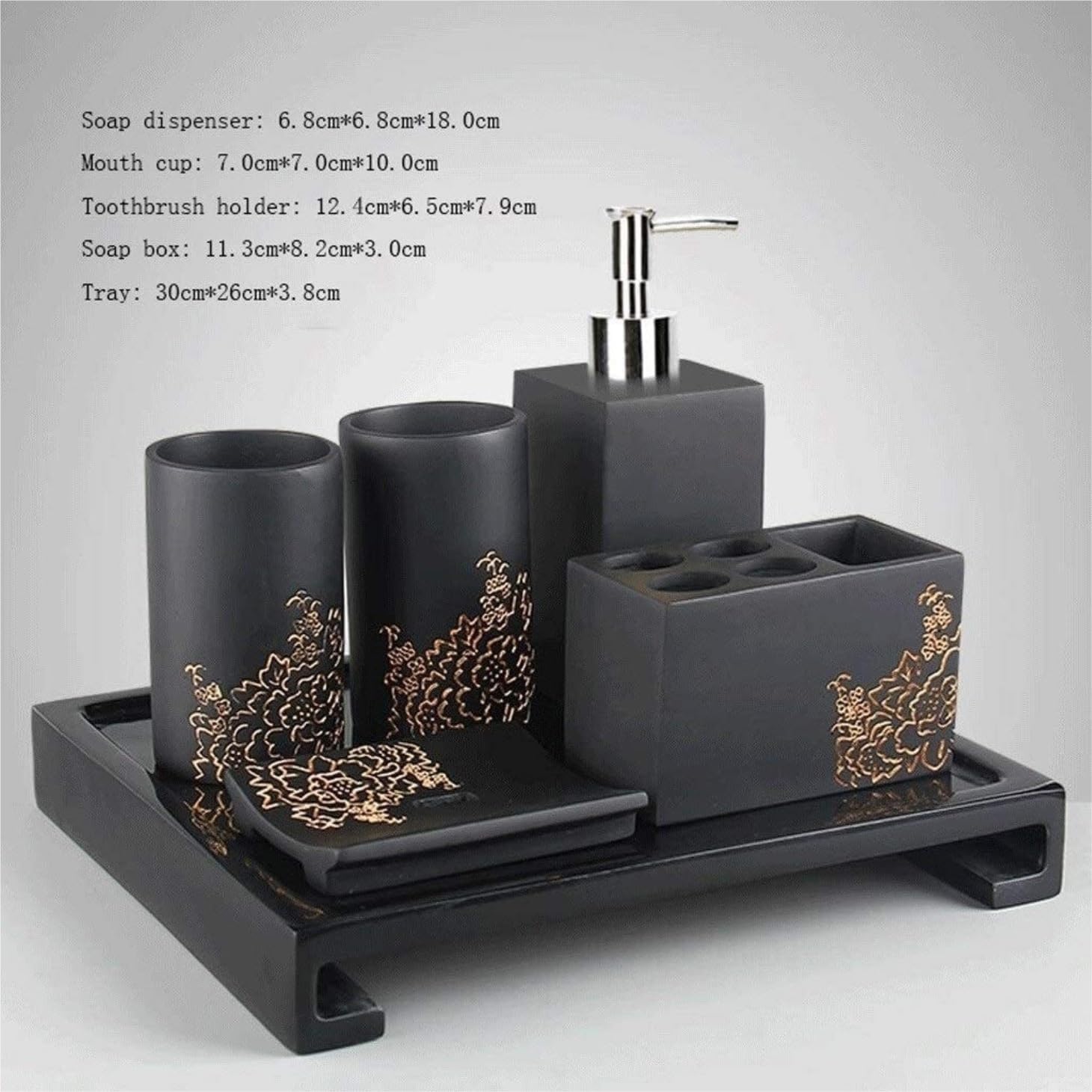 Vanity Bathroom Decor, 6 Piece Resin Bathroom Accessories Set Soap Dispenser Toothbrush Holder Tumbler Soap Dish Set Housewarming Gift