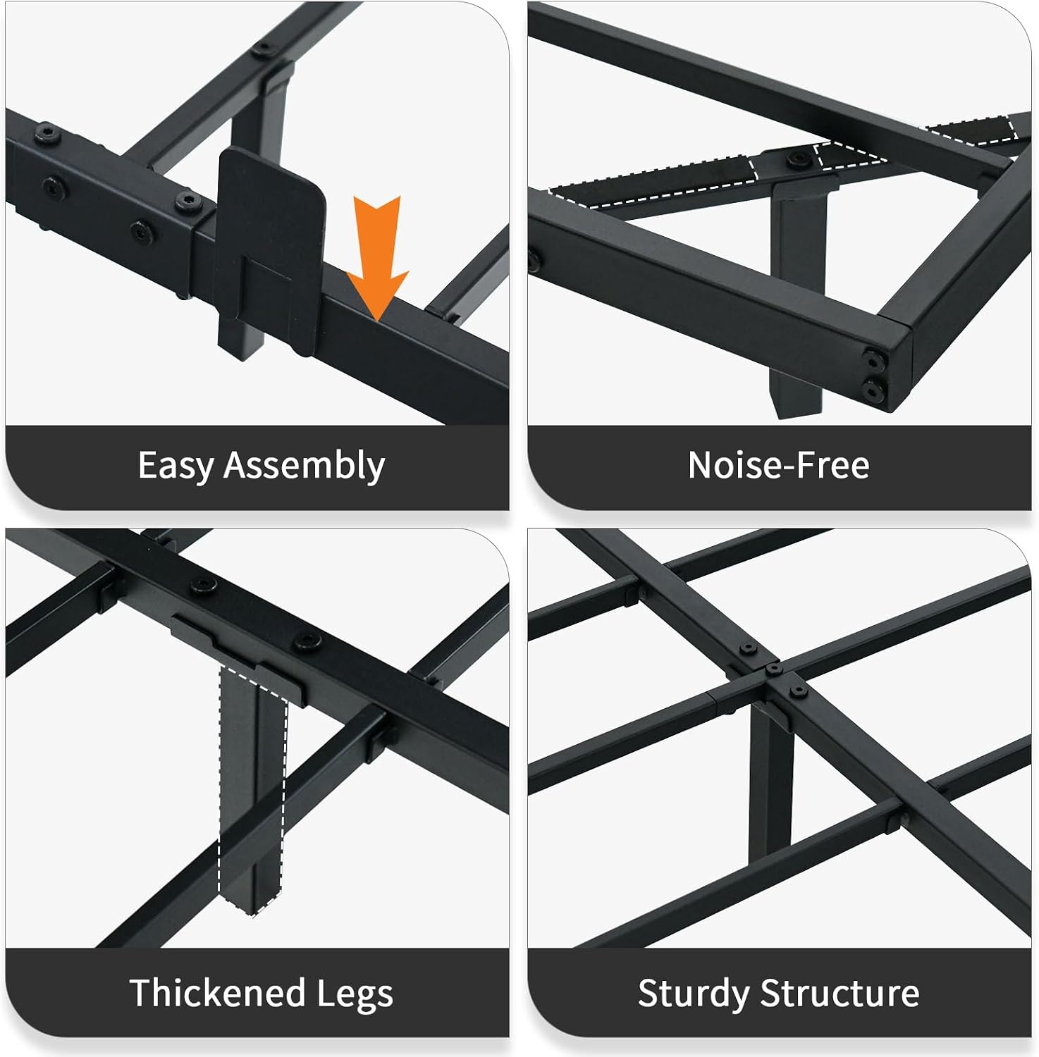 HOMBCK Floating Bed Frame King with LED Lights, Industrial Style Metal Bed Frame, No Box Spring Needed, Easy to Assemble, Noise Free