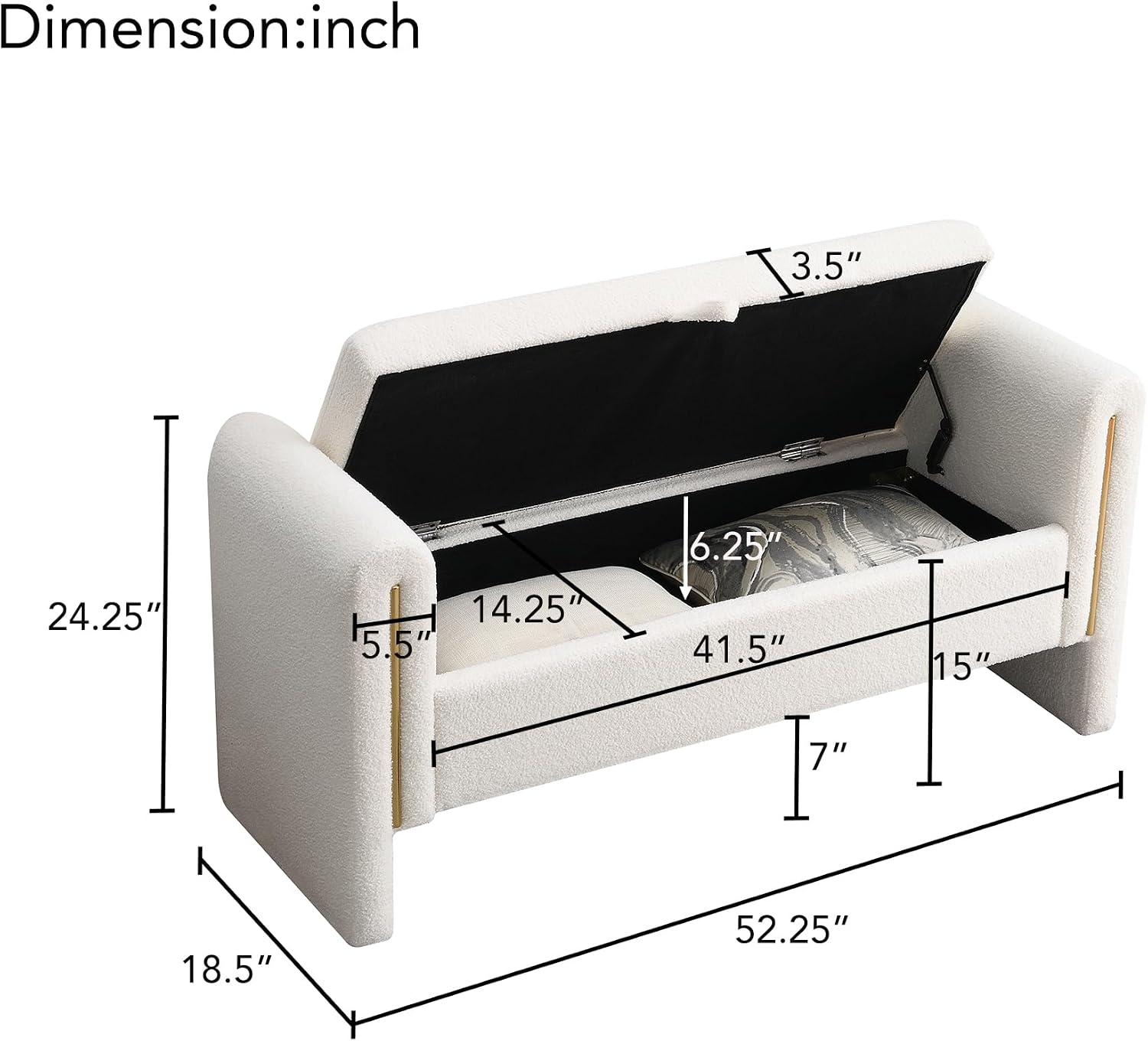 JIJIWANG Modern Bed End Bench with Arms and Storage, Upholstered Bed Bench Entryway Bench Ottoman Comfy Window Vanity Bench Footstool for Living Room,Bedroom,Cream