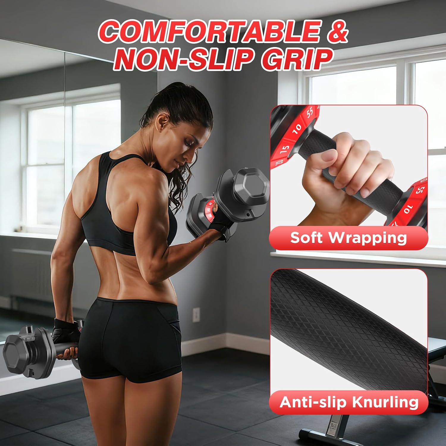 Adjustable Dumbbells Set, 10 in 1/15 in 1 Free Adjustable Weights Dumbbells Set, 25/55/52.5lbs Weights Set with Anti-Slip Handle, Fast Adjust Equipment Compact for Home Gym Strength Training