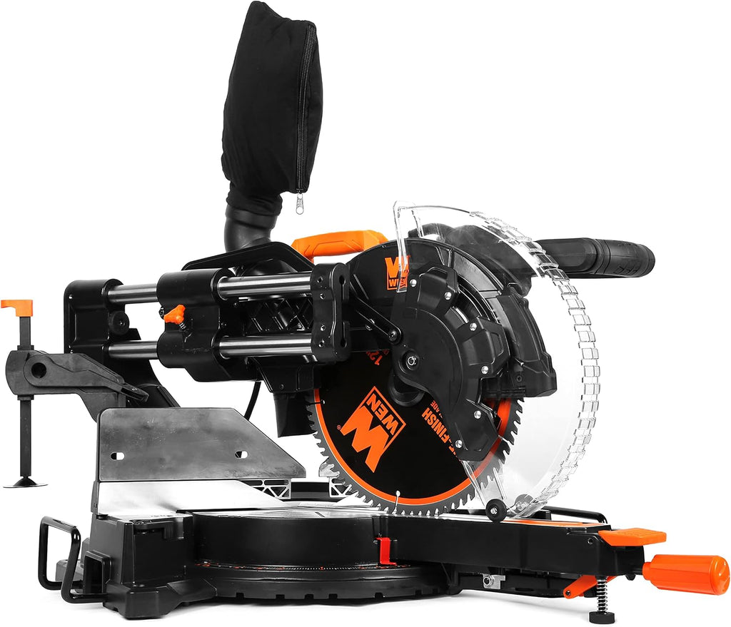 WEN MM1215 15-Amp 12-Inch Dual Bevel Sliding Compound Miter Saw with LED Cutline & JN8504 8.5-Amp Plate and Biscuit Joiner with Case and Biscuits