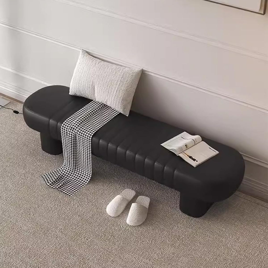 LEIYTFE Nordic Hallway Ottoman Change Shoe Bench End of Bed Bench Comfy Upholstered Seat,Clothing Store Bench Indoor Corner Bench Modern Living Room Ottoman (Color : Black, Size : 100CM)