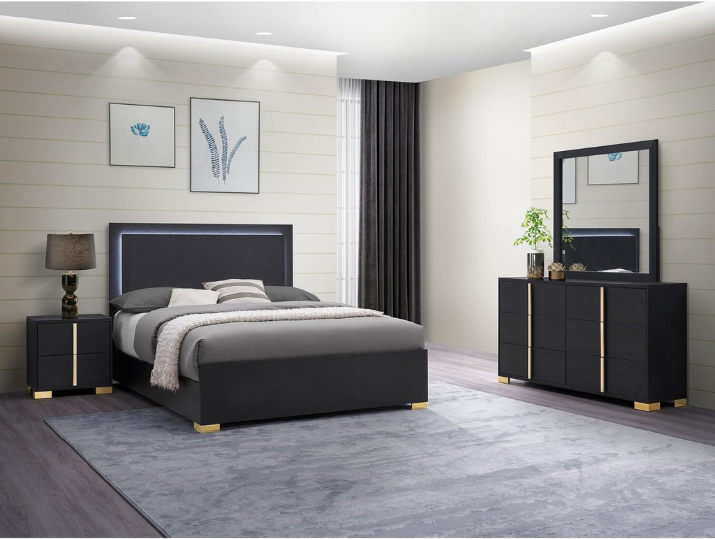 HomeStock Art Nouveau Allure 4-Piece Eastern King Bedroom Set Black