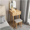 Rieort Vanity Desk Nordic Vanity Benches with Drawers and Led Lighted Mirror Vanity Table Set Cushioned Stool Elegante Makeup Table