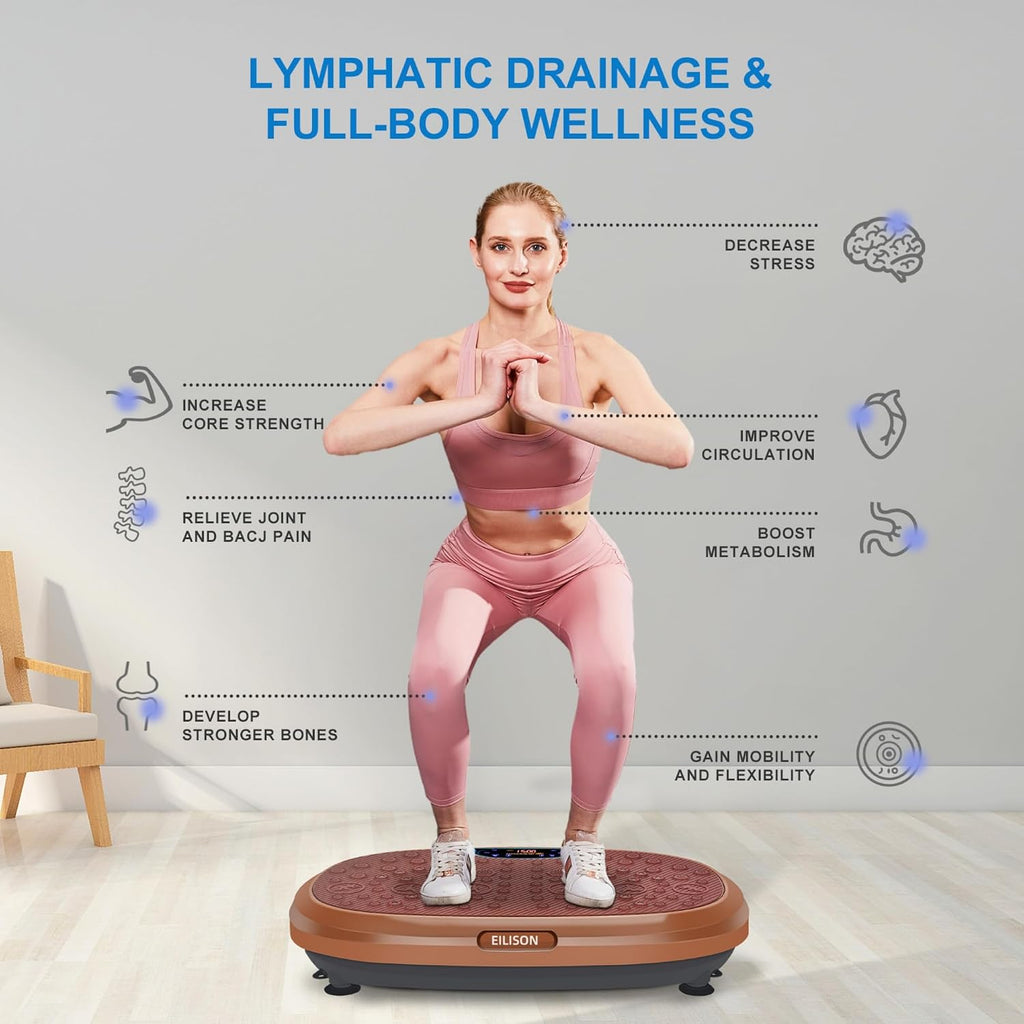 EILISON FitMaxx 3D XL Vibration Plate Exercise Machine - Whole Body Workout Vibration Platform w/Loop Bands - Lymphatic Drainage Machine for Weight Loss, Shaping, Recovery