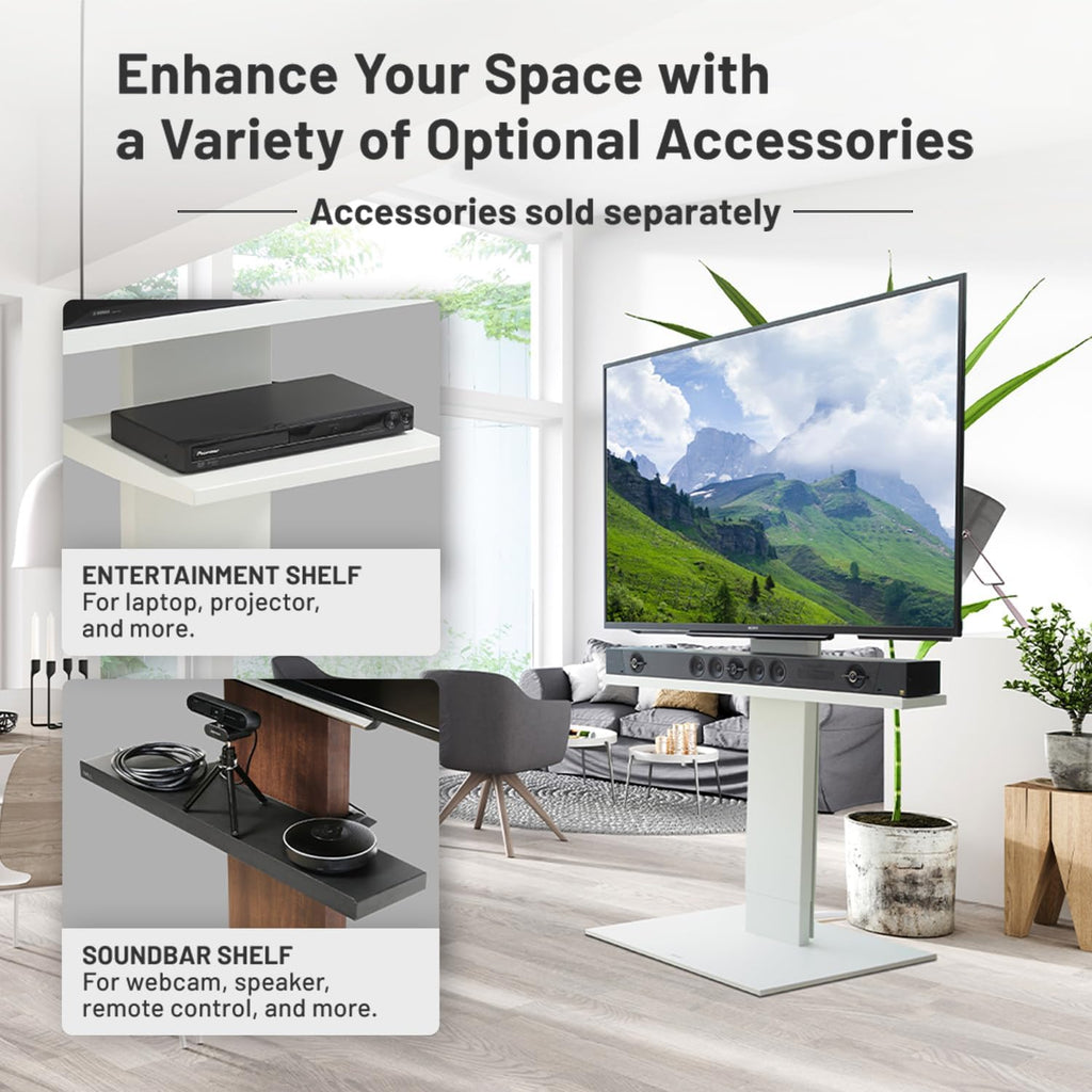WALL V5 High Type | Minimalist Rolling TV Stand for 32–80 Inch | Satin White | Portable, Space Saving, Height Adjustable, No Drill | for Living Room and Bedroom | Japan-Engineered Design