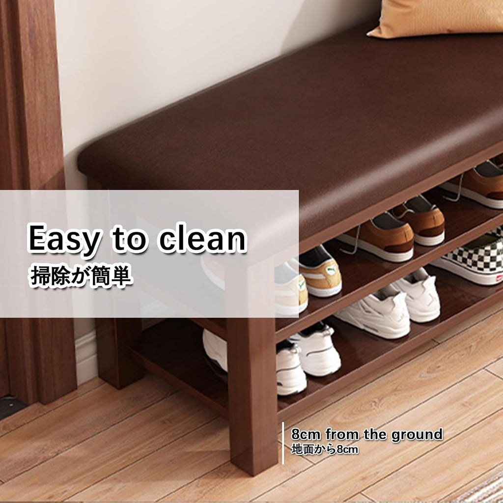 White 2 Tier Shoe Storage Bench with Comfortable Seat for Entryway and Hallway Corner Shoe Rack for Bedroom 60x30x44cm