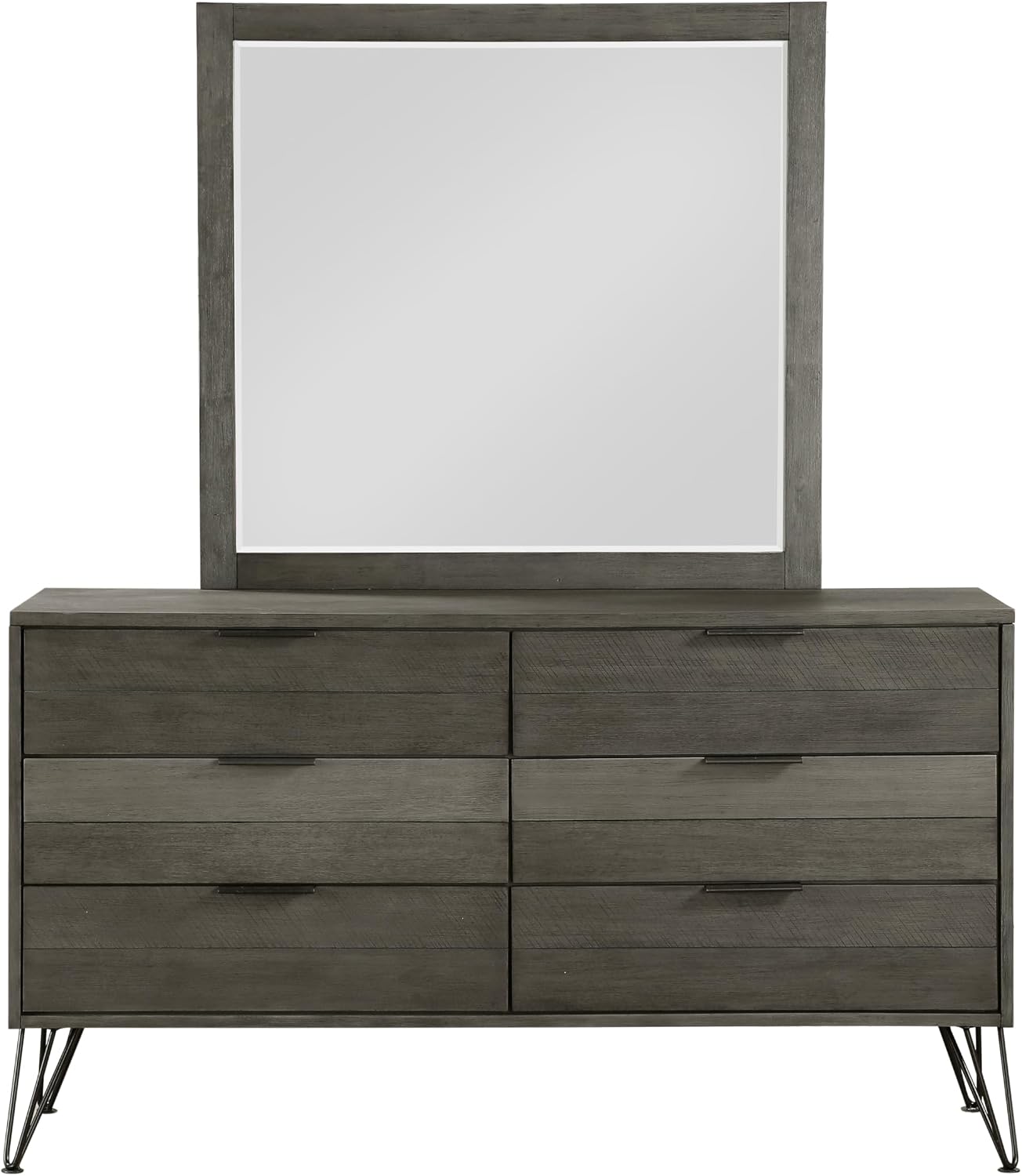 4-Pieces Bed Set Contemporary Style California King Size Panel Bed Multi Gray Finish Solid Acacia Wood Bedroom Furniture
