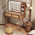 Vanity Mirror with Lights,small Make Up Vanity Desk Medieval Style,with 3 Color Touch Screen Dimming Mirror,with 1 Drawers,Large Vanity Tabel Set,Storage Bench Bedroom Small Space(100cm/39.4in)