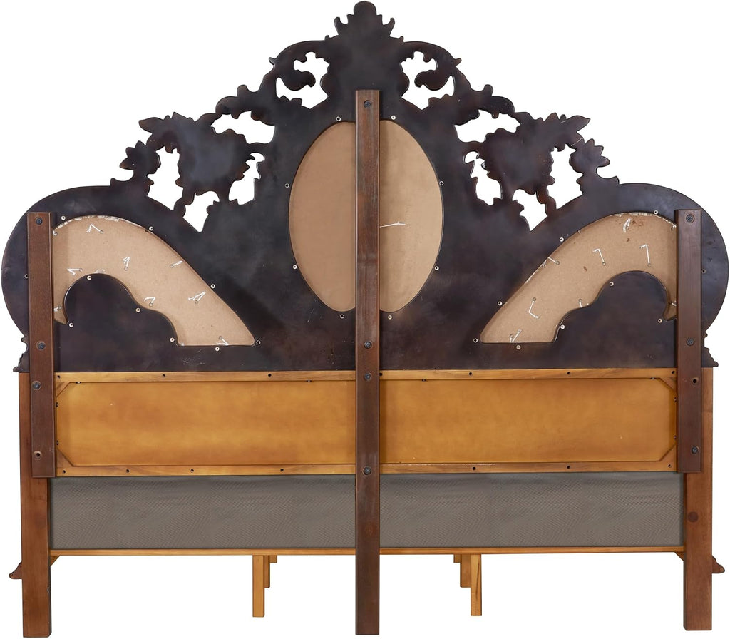 Acme Devany Wood & Fabric Upholstered Eastern King Bed in Cream and Cherry
