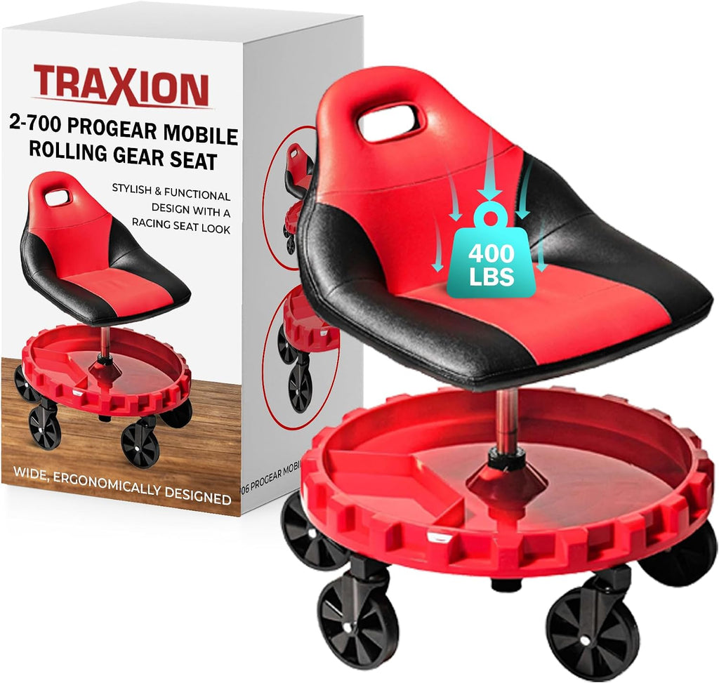 Traxion 2-700 ProGear Mobile Rolling Gear Seat W/Equipment Tray and Five All-Terrain 5' Casters