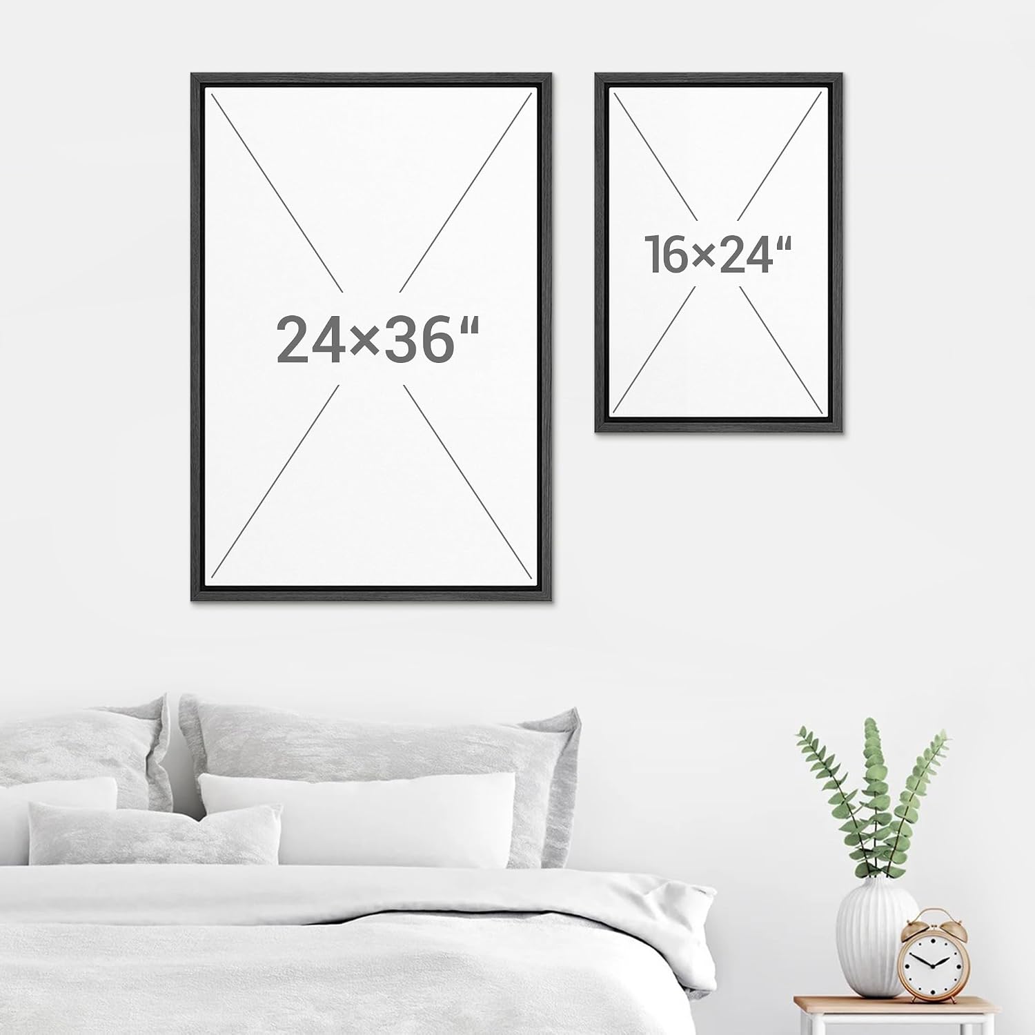 SIGNWIN Framed Canvas Print Wall Art Set Neutral Coastal Horizon Landscape Minimalist Seascape and Sky Illustrations Modern Art Decorative Rustic for Living Room, Bedroom, Office - 24'x36'x3 Black