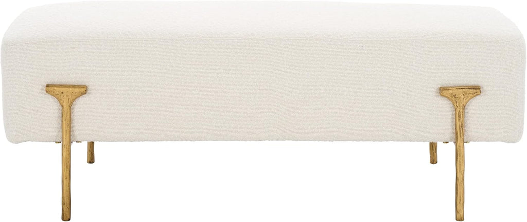 SAFAVIEH Couture Collection Jessa Glam Ivory Boucle & Brass Bench