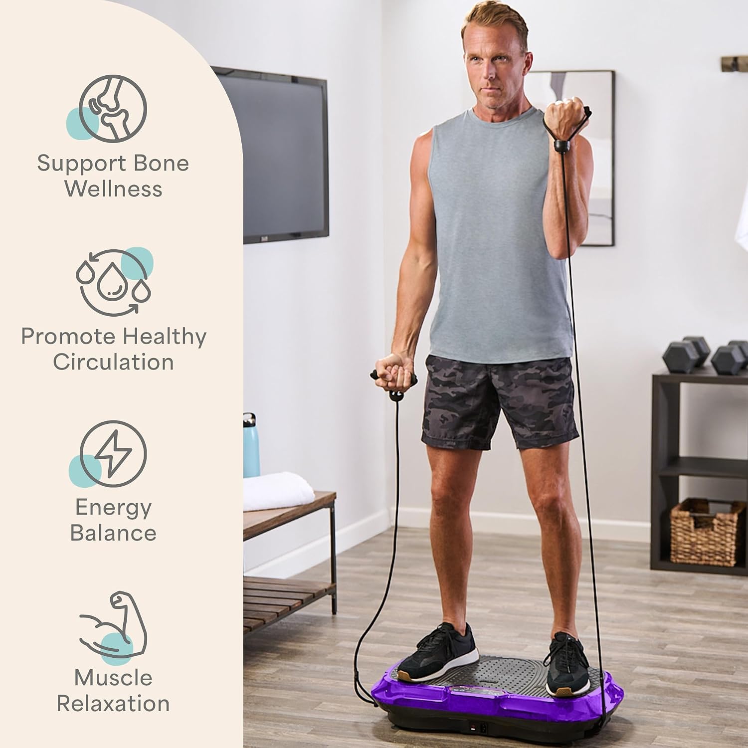 Lifepro Waver Vibration Plate Exercise Machine – High-Intensity Vibration Plate for Lymphatic Drainage – Full-Body Workout Vibrating Platform with Loop Bands – Fitness Equipment for Strength & Toning