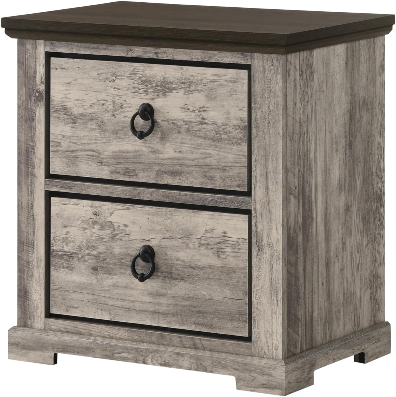 Generic Rustic Gray Poster King Size 6pc Panel Bed Set Storage Wooden Master Bedroom Furniture, Grey