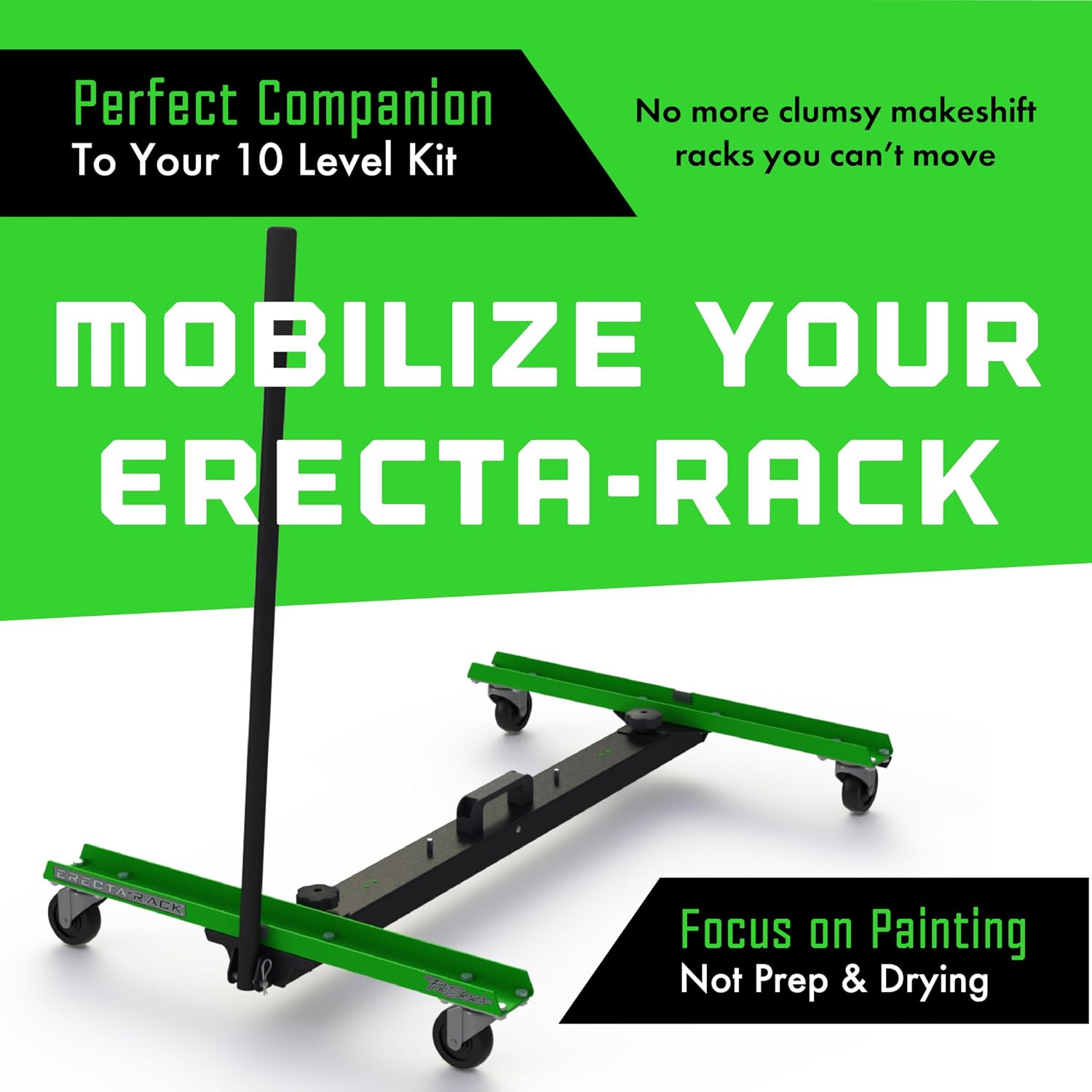 Portable Wheel Base for 10 Level Paint Drying Rack, Make Your 10 Level System Mobile, Create Space, for All Painters, for Use with Erecta-Rack 10 Level Paint Drying Rack Kit