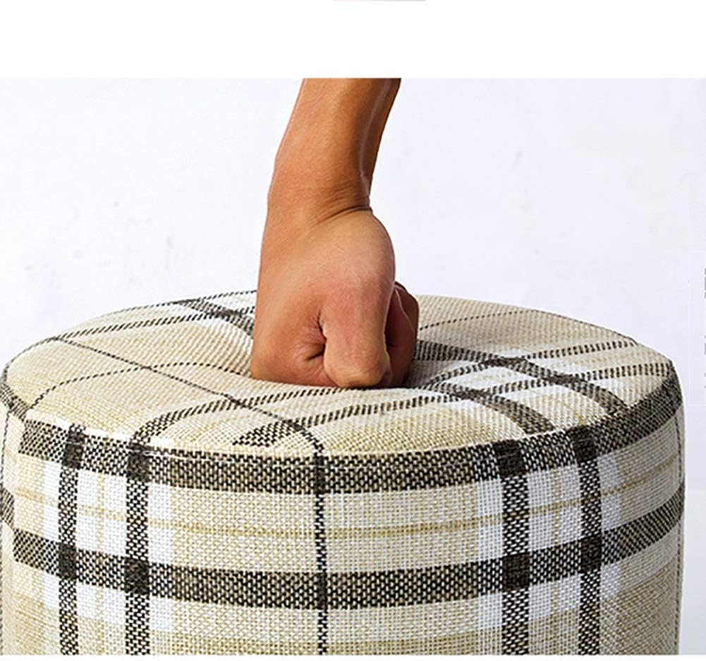 BTZHY Vanity Chair,Makeup Stool Solid Wood Linen Pouffe Footstool Foot Rest Ottoman,Padded Puff Seat Foot Rest Chair Home Office-a 28x28x26cm