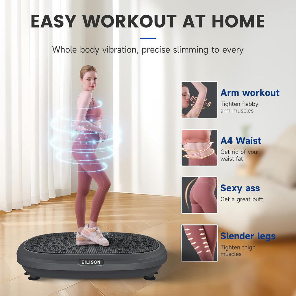 EILISON FitMaxx 3D XL Vibration Plate Exercise Machine - Whole Body Workout Vibration Platform w/Loop Bands - Lymphatic Drainage Machine for Weight Loss, Shaping, Recovery
