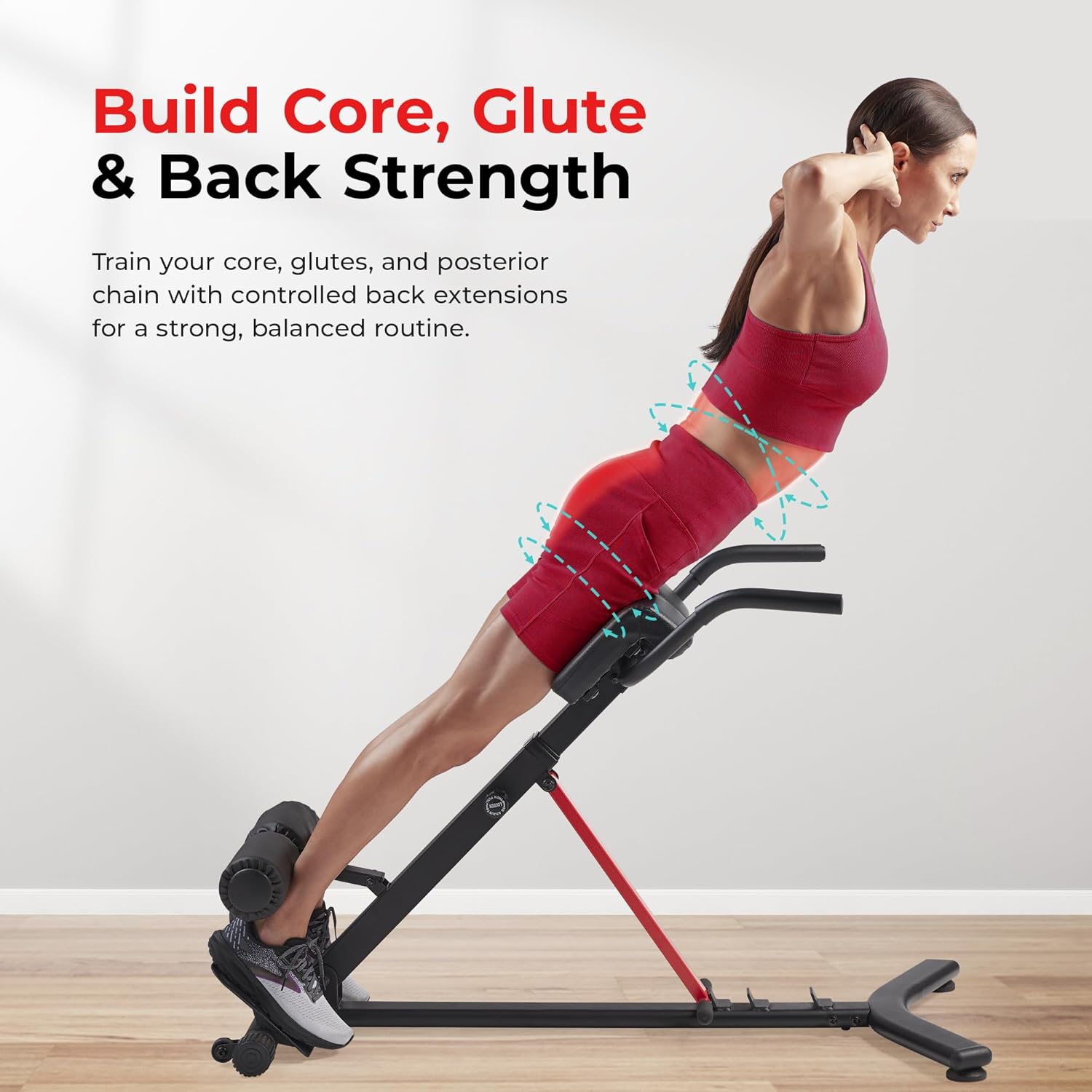 Sunny Health & Fitness Multi-Function Roman Chair with Dip Station & Sit-Up Bench, Adjustable Heavy-Duty Strength Training Equipment for Glutes, Core & Lower Body Workouts, Hyperextension Machine for Home Gym