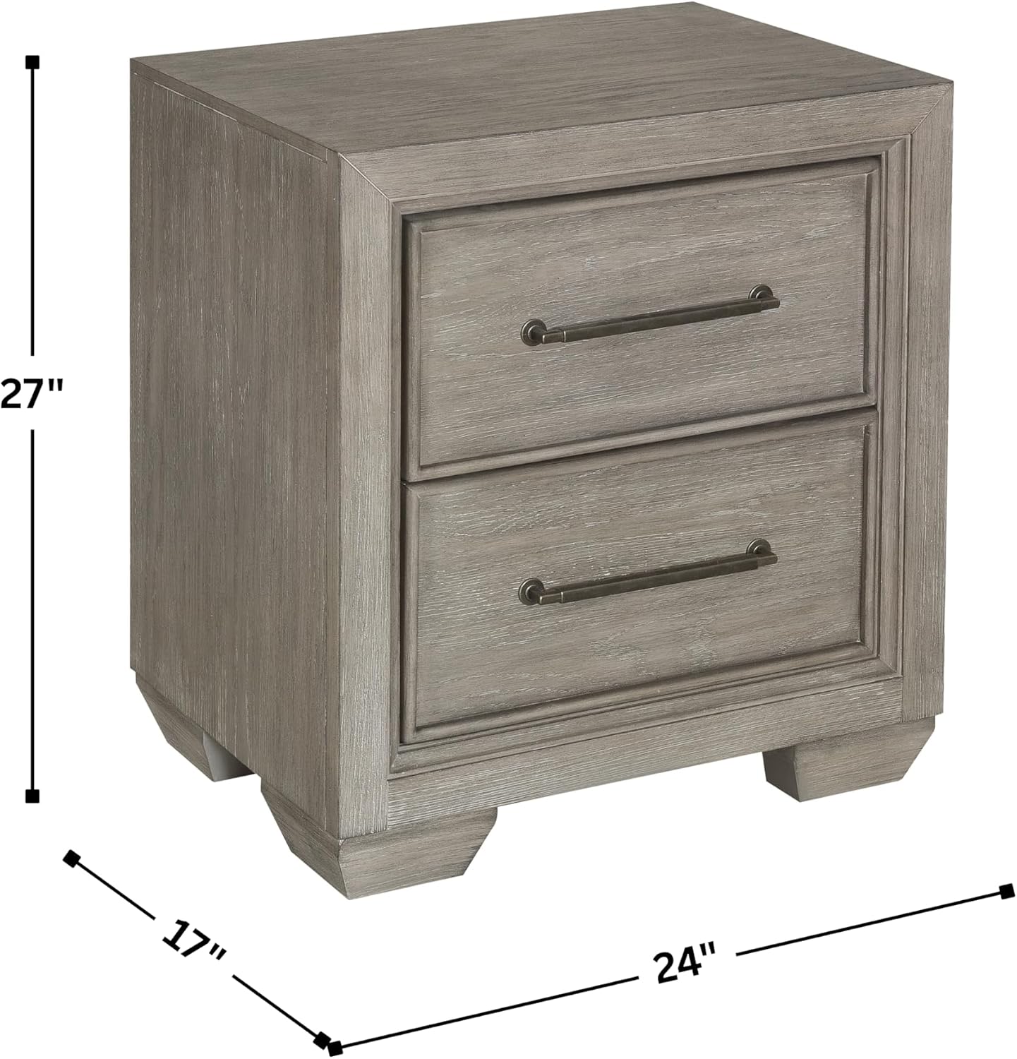Roundhill Furniture Ennesley 3-Piece Gray Wood Bedroom Set, Upholstered Bed and 2 Nightstands, King