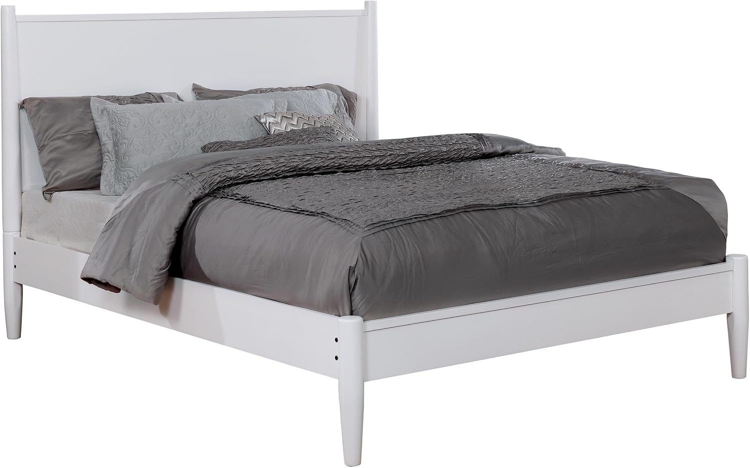 HOMES: Inside + Out Debonaze Mid-Century Modern E. King 3-Piece Bedroom Set, Eastern, White