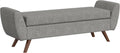 HomePop Modern Storage Bench with Wood Legs |Homepop Home Décor|Bench with Storage for Living Room & Bedroom - Gray Woven