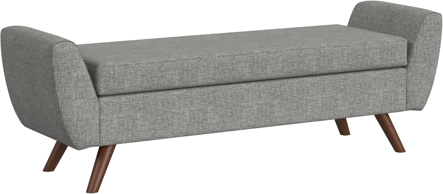 HomePop Modern Storage Bench with Wood Legs |Homepop Home Décor|Bench with Storage for Living Room & Bedroom - Gray Woven