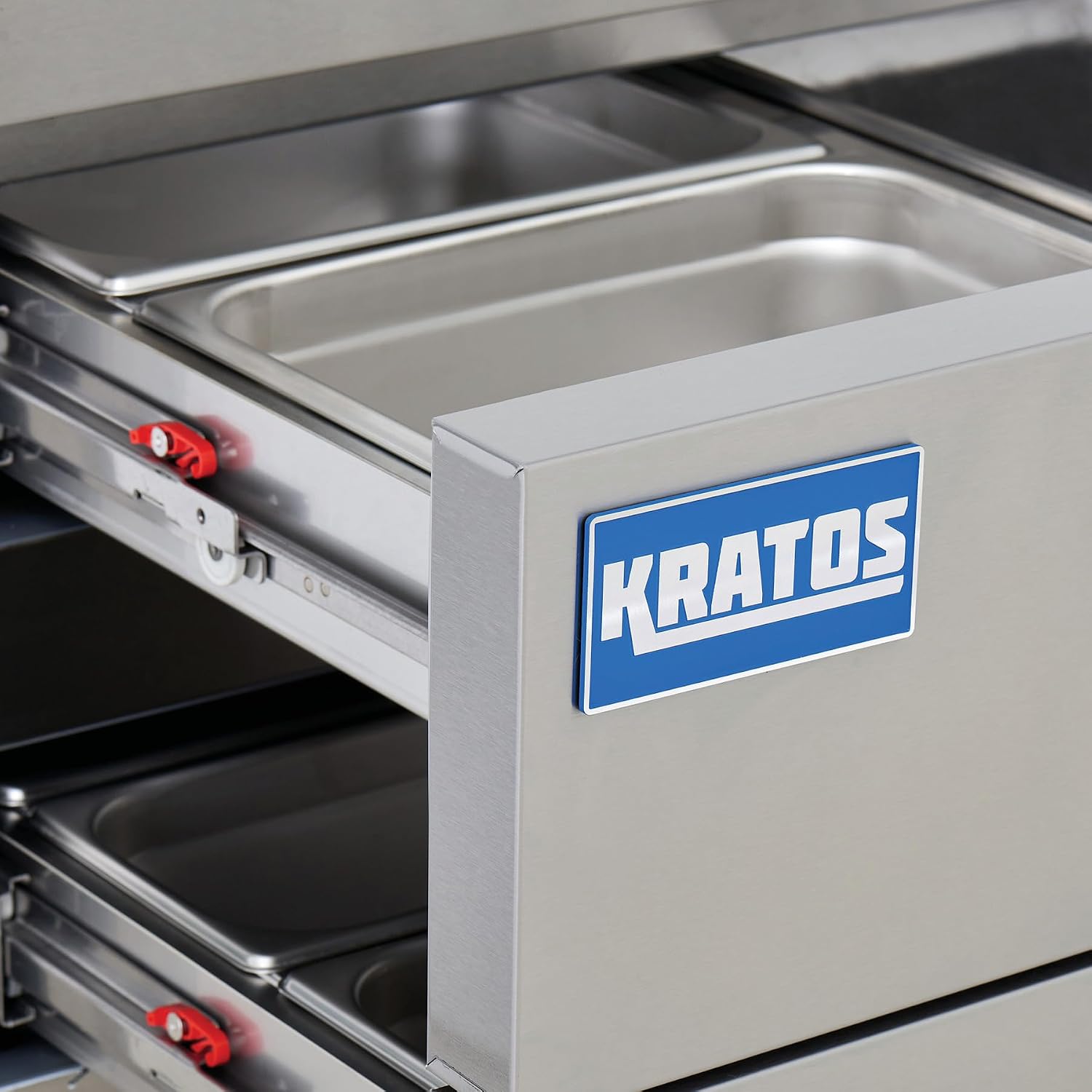 Kratos Commercial Refrigerator, 48' Wide Two Drawer Chef's Base, Refrigerated Mobile Equipment Stand for Restaurants, Stainless Steel, 115V, 9.6 Cubic Ft. Capacity (67K-315)