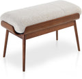BFZ 37.4' Bedroom Bench End of Bed Bench, Dining Bench with Padded Seat and Walnut Wood Frame, Upholstered Fabric Window Ottoman Bench for Entryway Hallway, Living Room