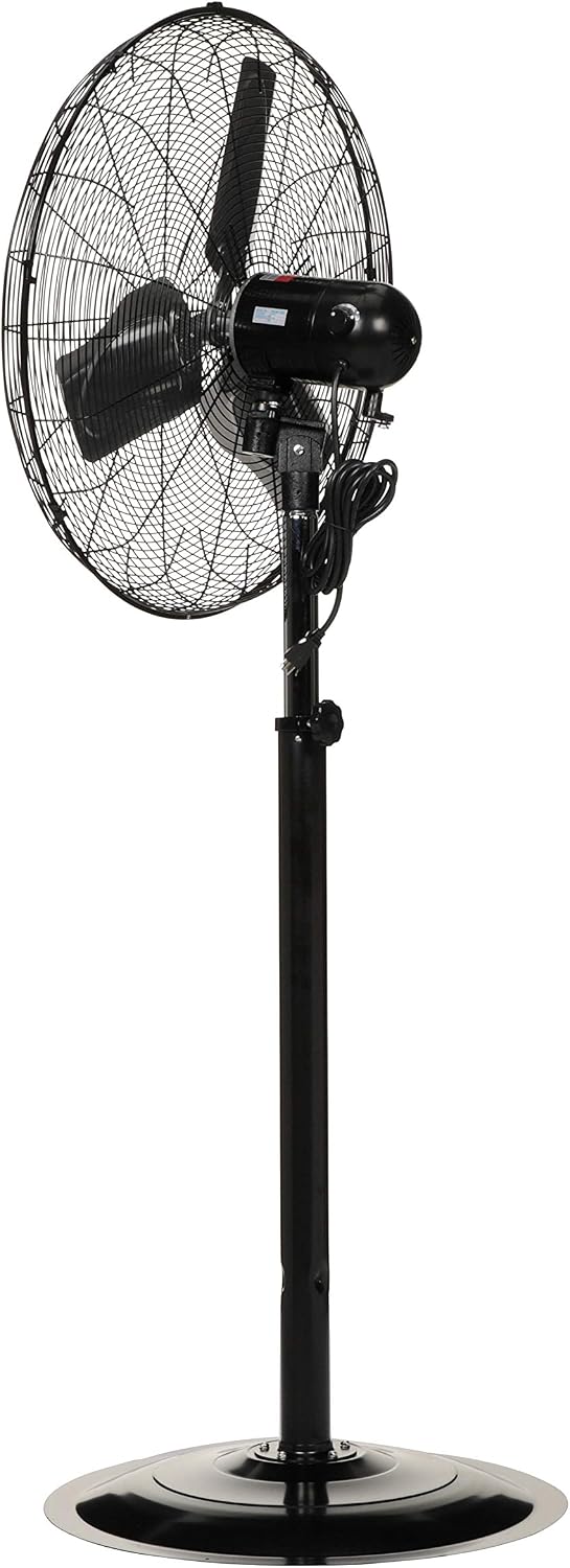 TPI Corporation CACU-24-P, 24-Inch High-Velocity Non-Oscillating Pedestal Mount Fan for Commercial & Industrial, Garage, Gym, Outdoor, Patio, 120 Volt