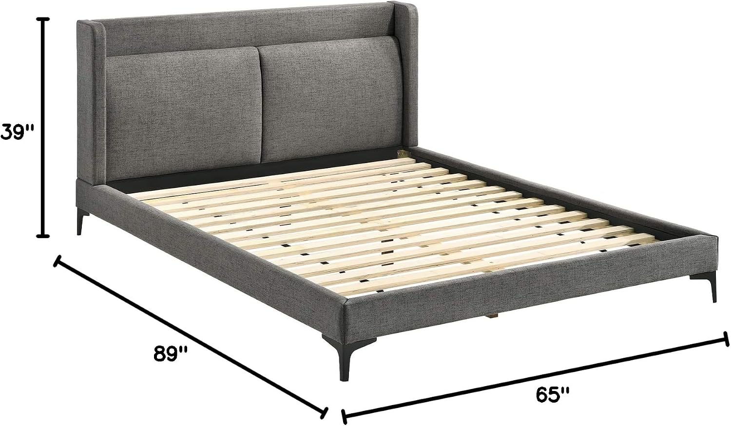 Armen Living Legend 3 Piece Fabric King Platform Bed and Nightstands