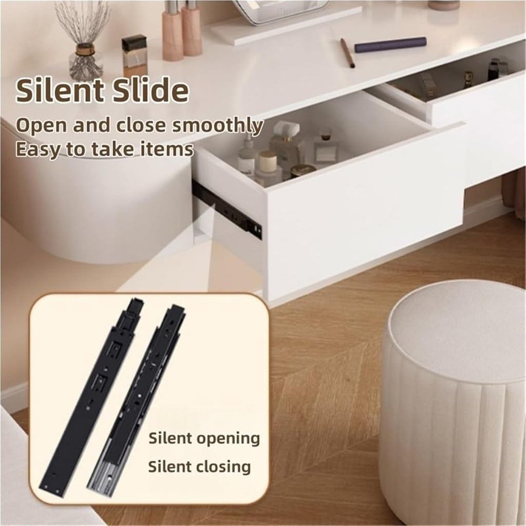Floating Vanity Makeup Table with Drawer Wall-Mounted Dressing Table Corner Desk Small Suspended Vanity Desk Long-Lasting(Right 80cm)