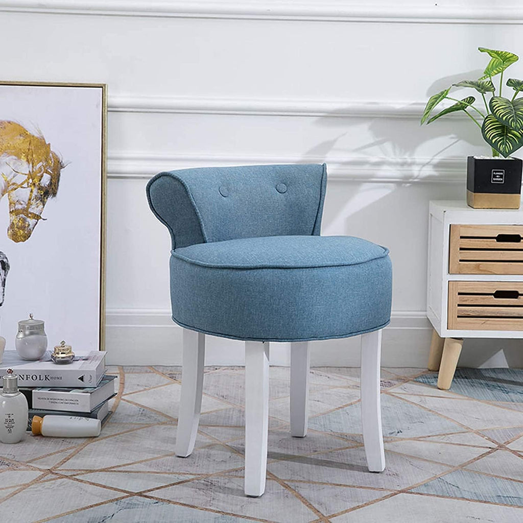 Vanity Stool Makeup Bench Vanity Benches Chair Padded Lounge Makeup Stool Fan Back Dressing Chair Piano Stool Cushioned Stool with Solid Wood Legs, Sitting 44cm / 17.32 Inch