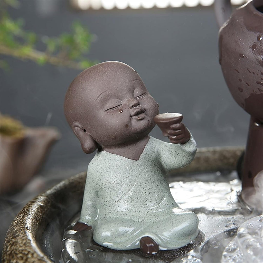 Tabletop Water Fountain 16.1' Tall Indoor/Outdoor Tabletop Water Fountain Creative Chinese-Style Magic Teapot Waterfall Fountain - Gifts for Friends for Good Luck Home Decor