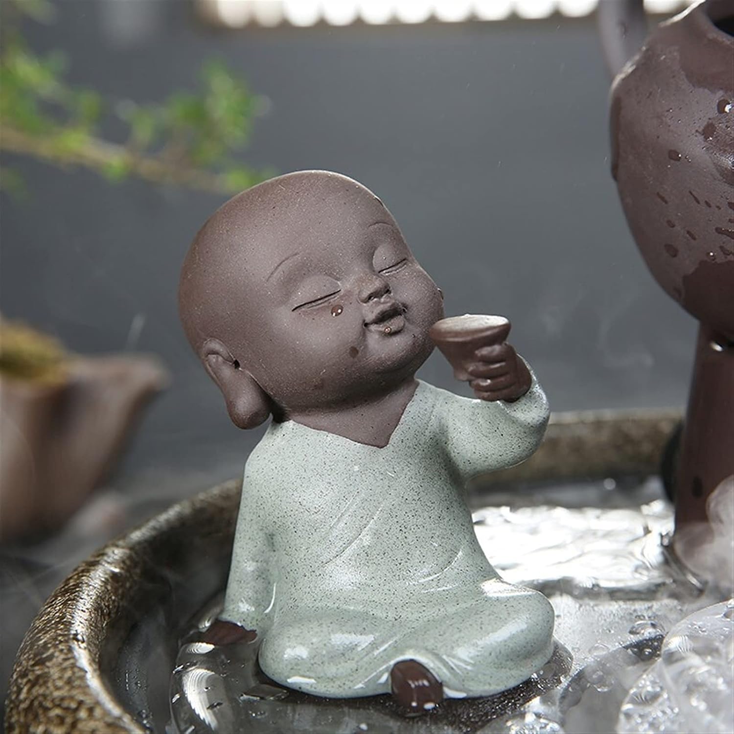 Tabletop Water Fountain 16.1' Tall Indoor/Outdoor Tabletop Water Fountain Creative Chinese-Style Magic Teapot Waterfall Fountain - Gifts for Friends for Good Luck Home Decor