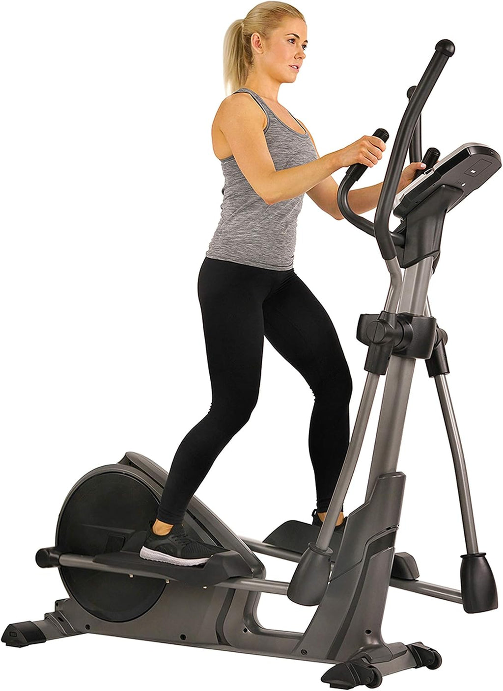 Sunny Health & Fitness Elliptical Machine with Extended Stride, Ultra Quiet 300 lbs Capacity Cross Training Cardio Fully Body Exercise for Home, Sunny Fit App Access, Optional 12' or 16' Stride Length