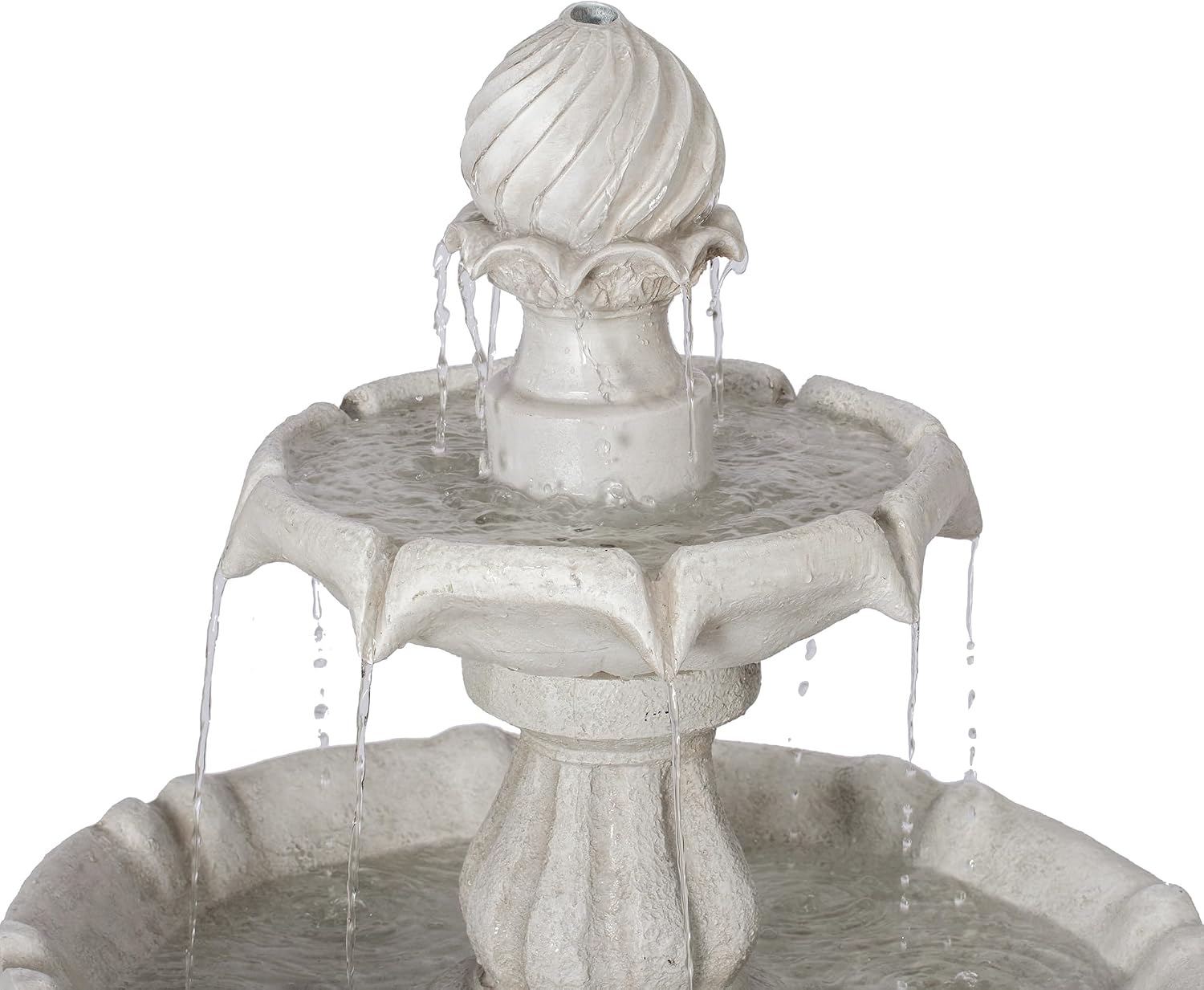 Merax 37.4' H 2-Tier White Polyresin Outdoor Water Fountain, Classic Pedestal Cascading Water Feature for Patio Garden Yard Decor