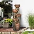 Outdoor Garden Water Fountain-Indoor Polyresin Waterfall Floor-Standing Fountains with LED Lights for Garden, Patio, Deck, Porch, Yard Art Decor (39.7inch)
