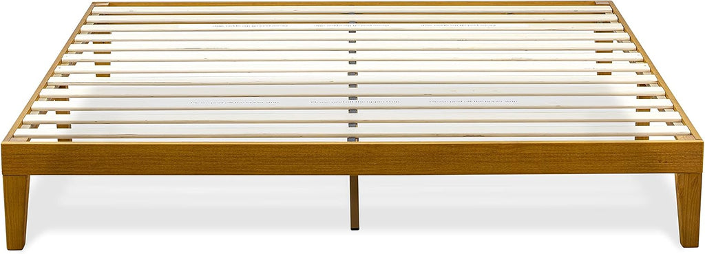 East West Furniture DNP-23-K King Size Platform Bed Frame with 4 Solid Wood Legs and 2 Extra Center Legs - Oak Finish